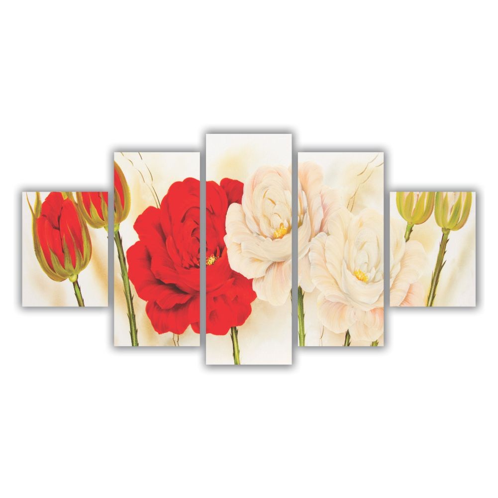 Quadro decorativo Floral Vermelho e Branco - Quadros Decorativos para Sala | Display de Festa Infantil