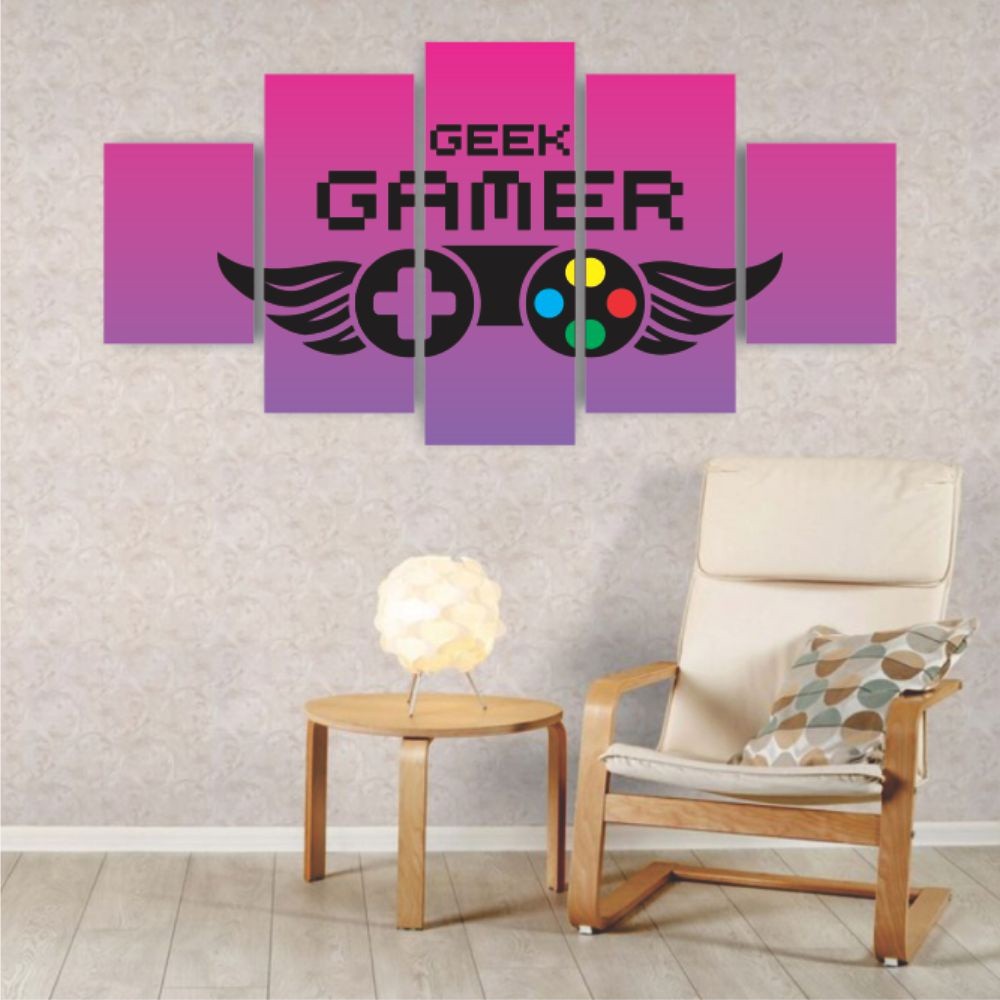 Quadros Decorativos Gamer Geek Controle Roxo Sala Quarto - Quadros Decorativos para Sala | Display de Festa Infantil