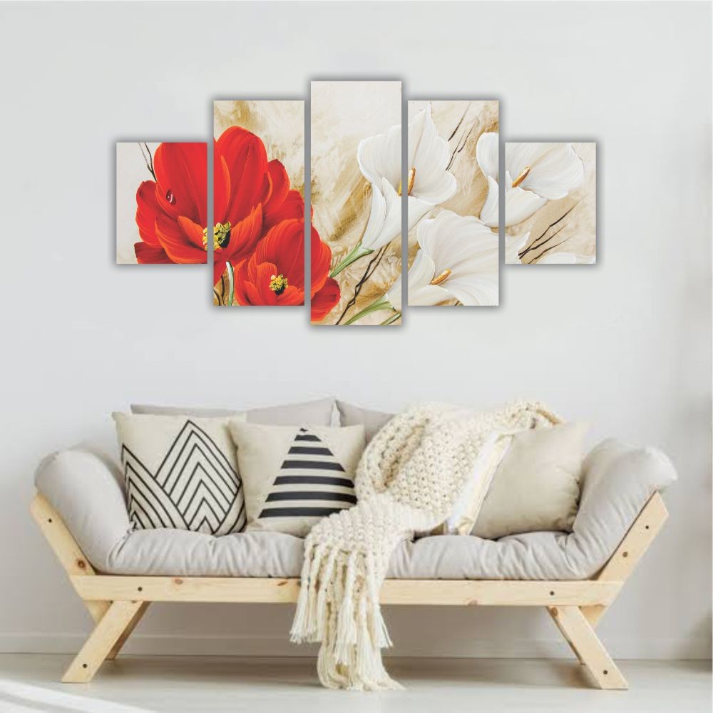 Quadro decorativo Floral Copo de Leite + Flor Vemelha - Quadros Decorativos para Sala | Display de Festa Infantil