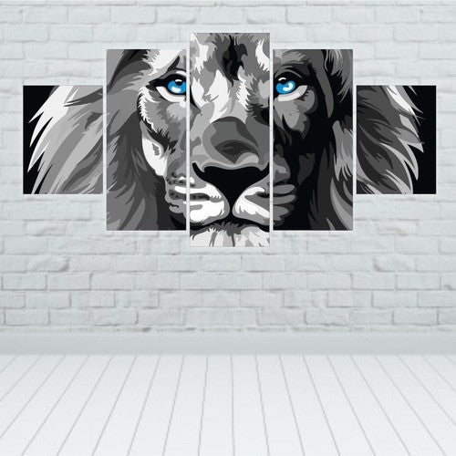 Quadros Decorativos Sala Leão De Judá Cinza - Olho Azul - Quadros Decorativos para Sala | Display de Festa Infantil