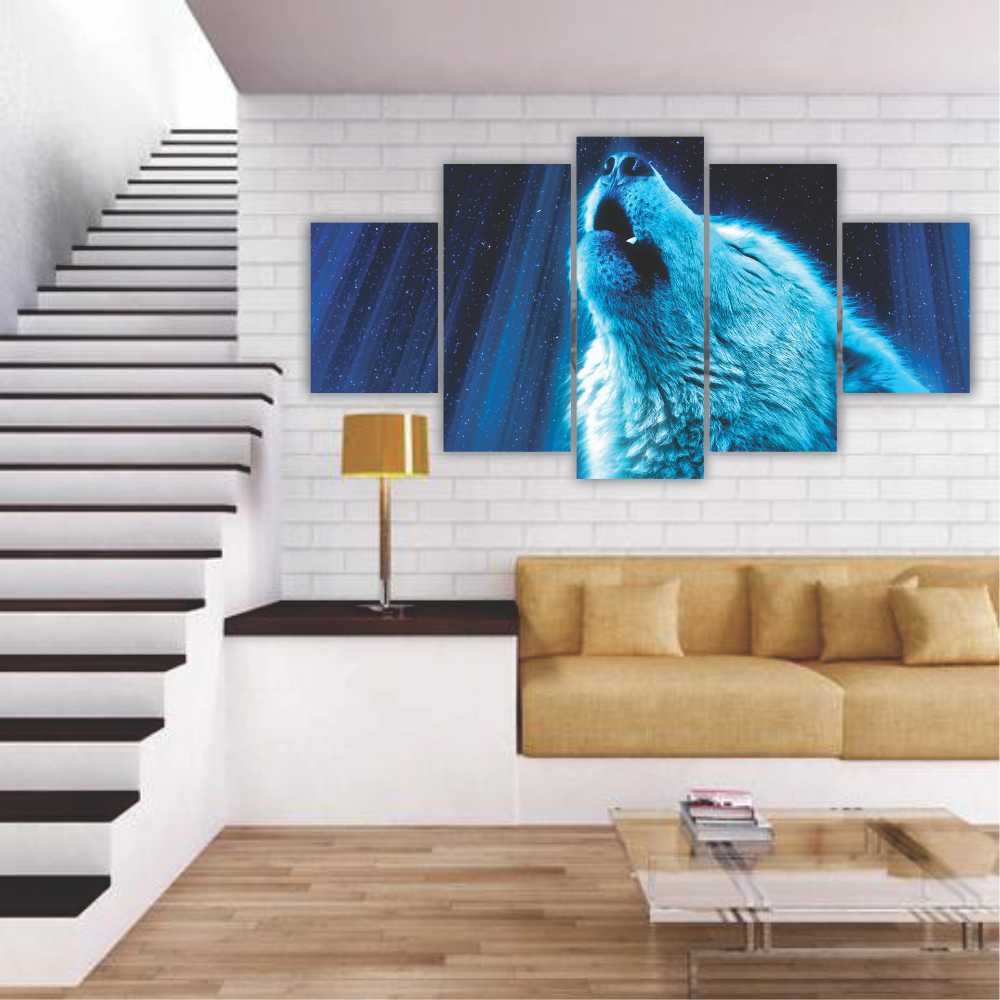 Quadro decorativo Lobo no Universo - Quadros Decorativos para Sala | Display de Festa Infantil