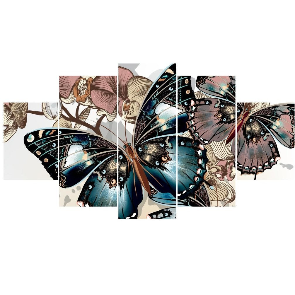 Quadro Decorativo Mosaico Borboletas Rose e Azul - Quadros Decorativos para Sala | Display de Festa Infantil