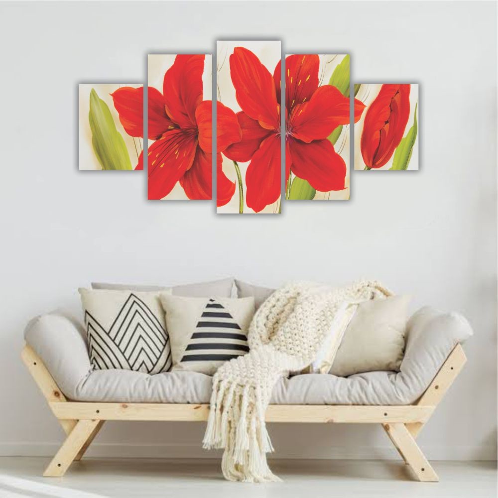 Quadro Decorativo Lírios Vermelhos - Quadros Decorativos para Sala | Display de Festa Infantil