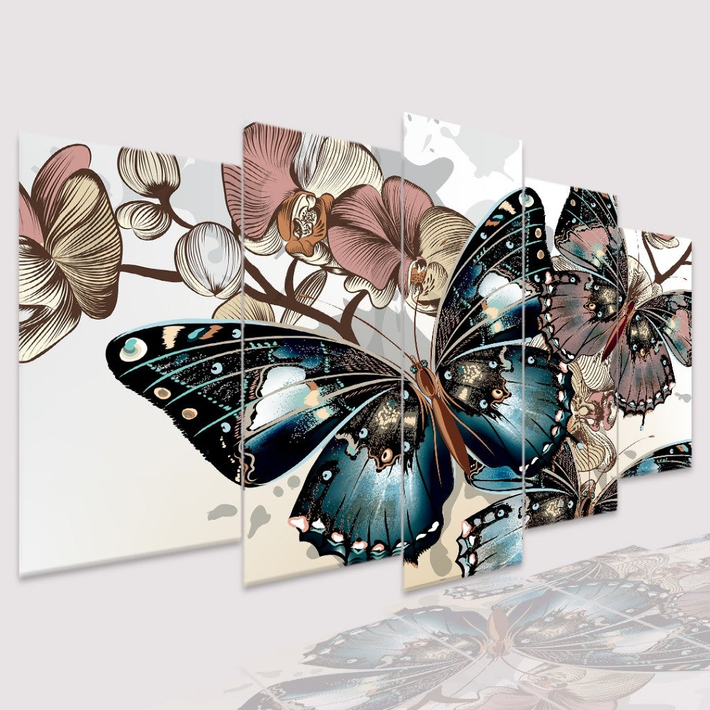 Quadro Decorativo Mosaico Borboletas Rose e Azul - Quadros Decorativos para Sala | Display de Festa Infantil