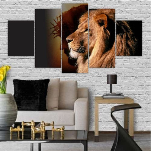 Quadros Decorativos Mosaico Mdf Leão De Judá Jesus 115x60cm - Quadros Decorativos para Sala | Display de Festa Infantil