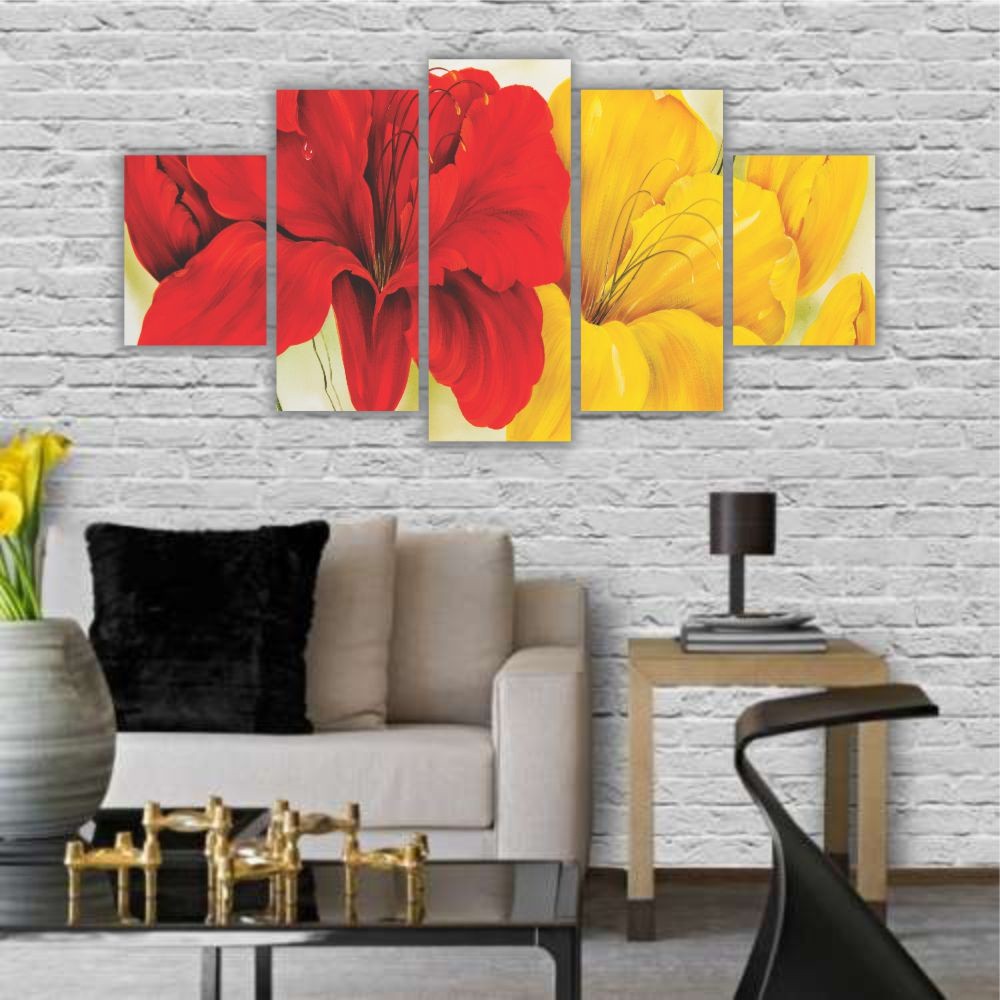 Quadro decorativo Flores Vermelhas e Amarelas 2 - Quadros Decorativos para Sala | Display de Festa Infantil