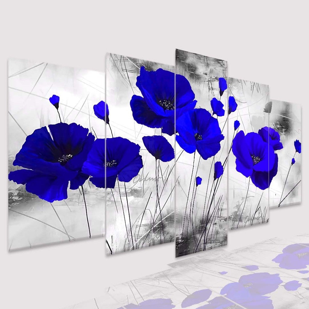 Quadro Decorativo Mosaico Papoula Azul - Quadros Decorativos para Sala | Display de Festa Infantil