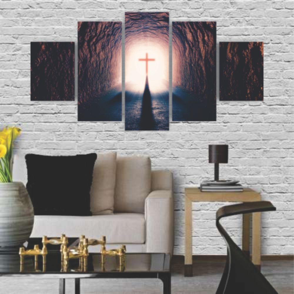 Quadros Decorativos Religioso Caminho da Salvação Cruz Sala Quarto - Quadros Decorativos para Sala | Display de Festa Infantil