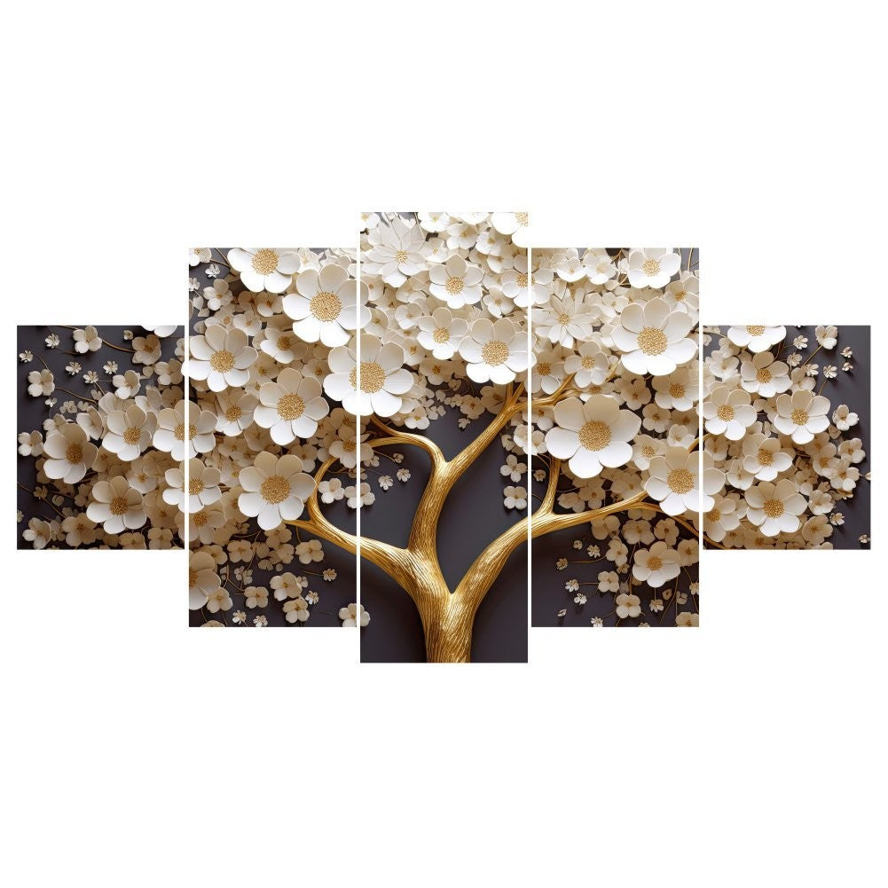 Quadro Decorativo Mosaico Árvore Papel e Haste Dourada - Quadros Decorativos para Sala | Display de Festa Infantil