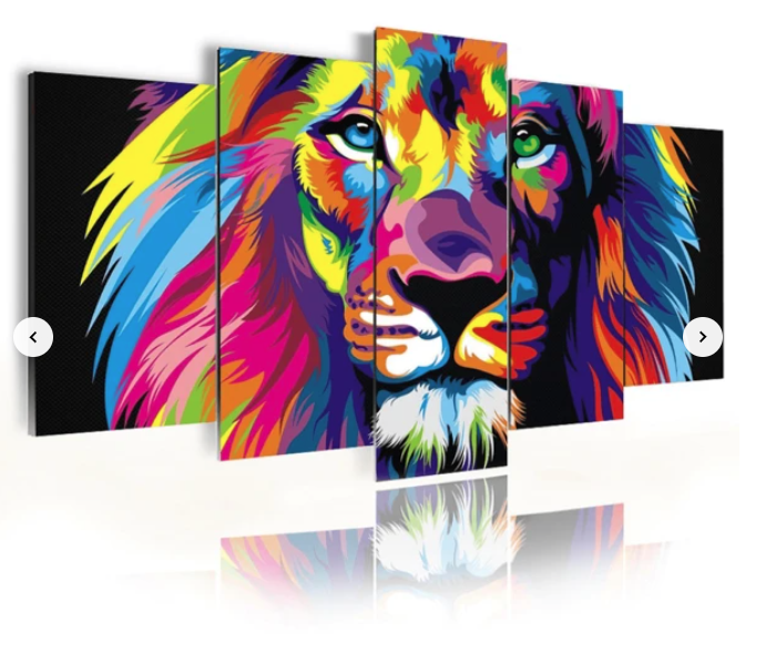 Quadros Decorativos Mosaico MDF Leão Colorido - Quadros Decorativos para Sala | Display de Festa Infantil