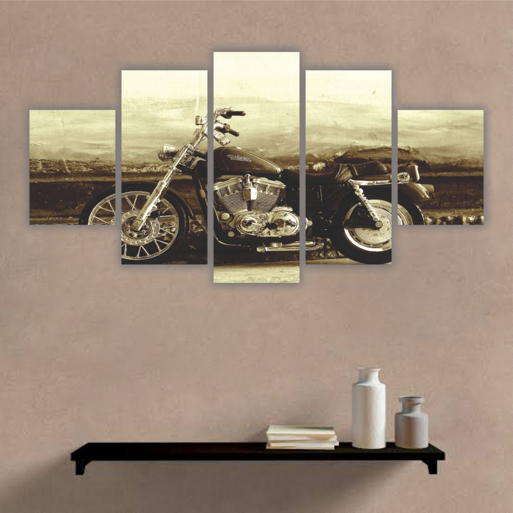 Quadro Decorativo Moto Preta Retro Sépia - Quadros Decorativos para Sala | Display de Festa Infantil