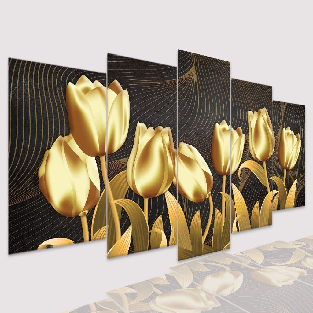 Quadro Decorativo Mosaico Flores de Ouro - Quadros Decorativos para Sala | Display de Festa Infantil