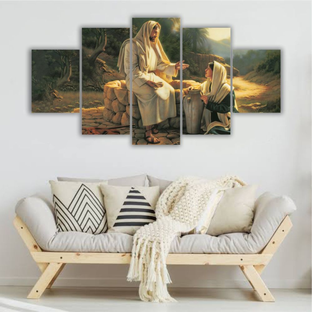 Quadro decorativo Encontro de Jesus Cristo e a Samaritana à beira do poço - Quadros Decorativos para Sala | Display de Festa Infantil