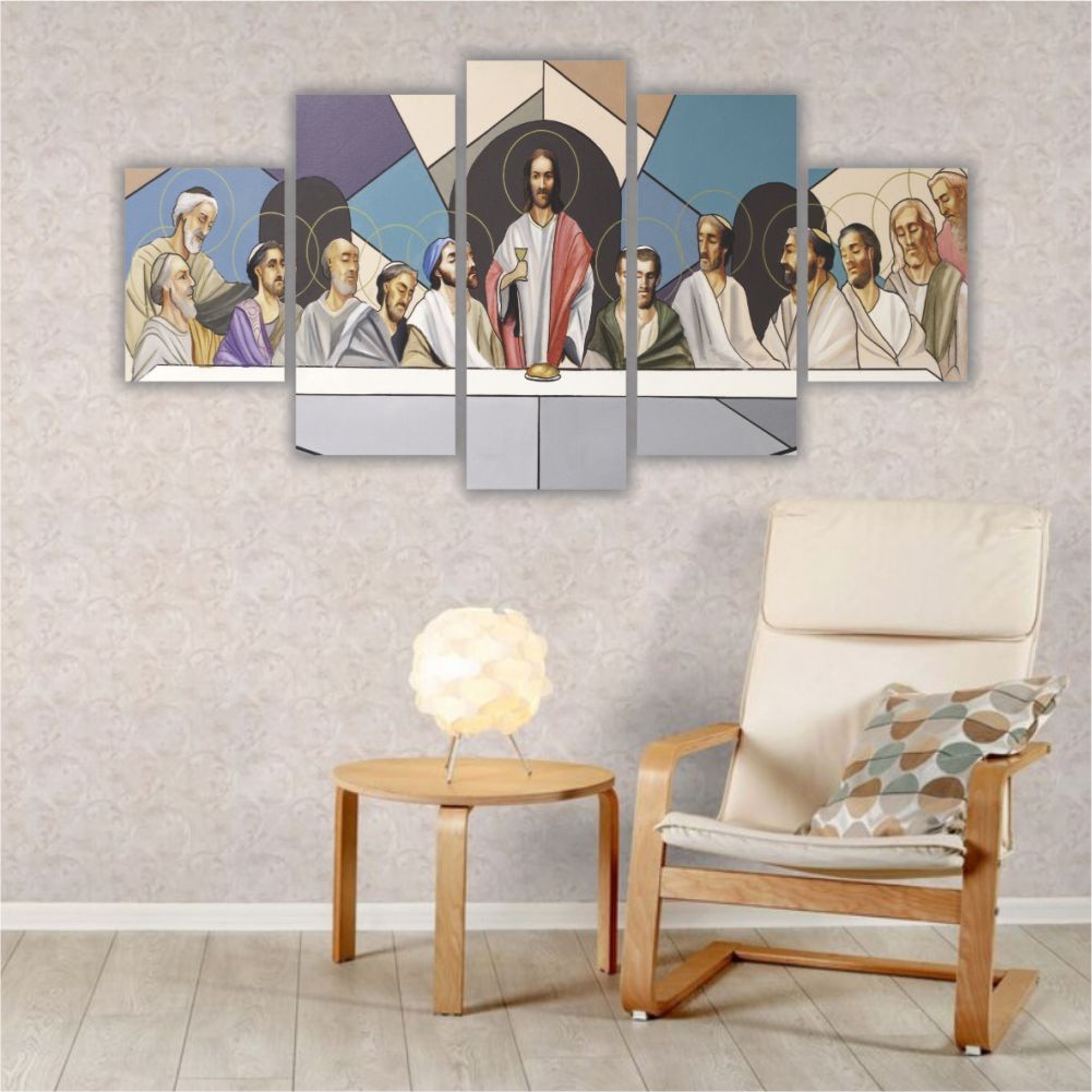 Quadro decorativo Religioso Santa Ceia Geométrico - Quadros Decorativos para Sala | Display de Festa Infantil