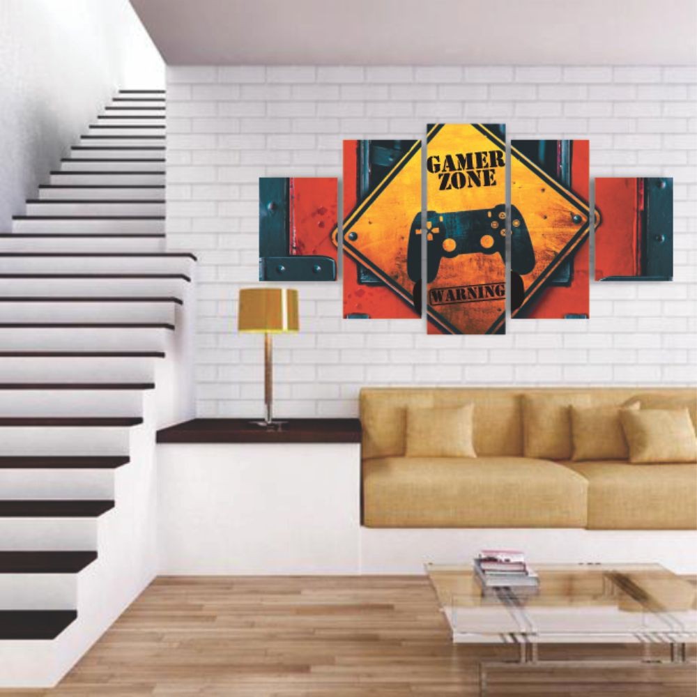 Quadros Decorativos MDF Gamer Zone Warning Area de Jogos Game Sala Quarto - Quadros Decorativos para Sala | Display de Festa Infantil