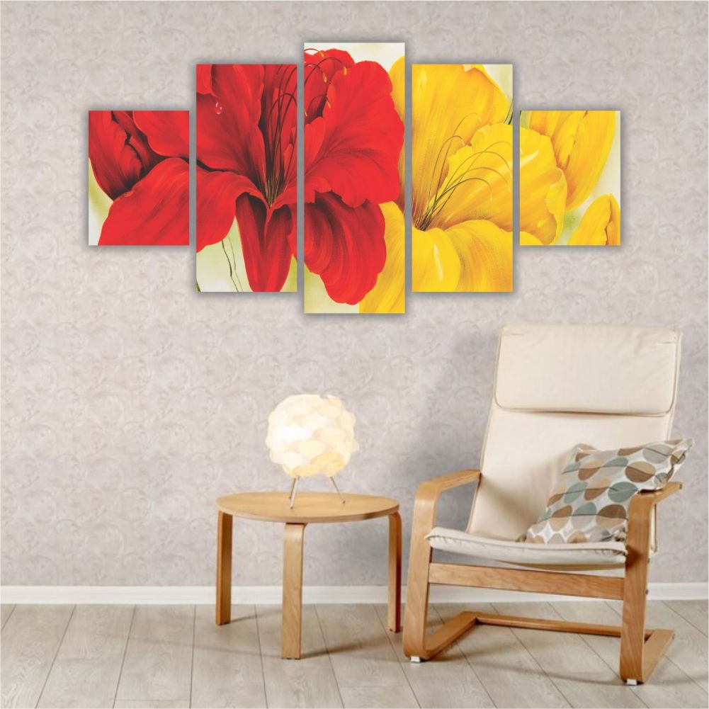Quadro decorativo Flores Vermelhas e Amarelas 2 - Quadros Decorativos para Sala | Display de Festa Infantil