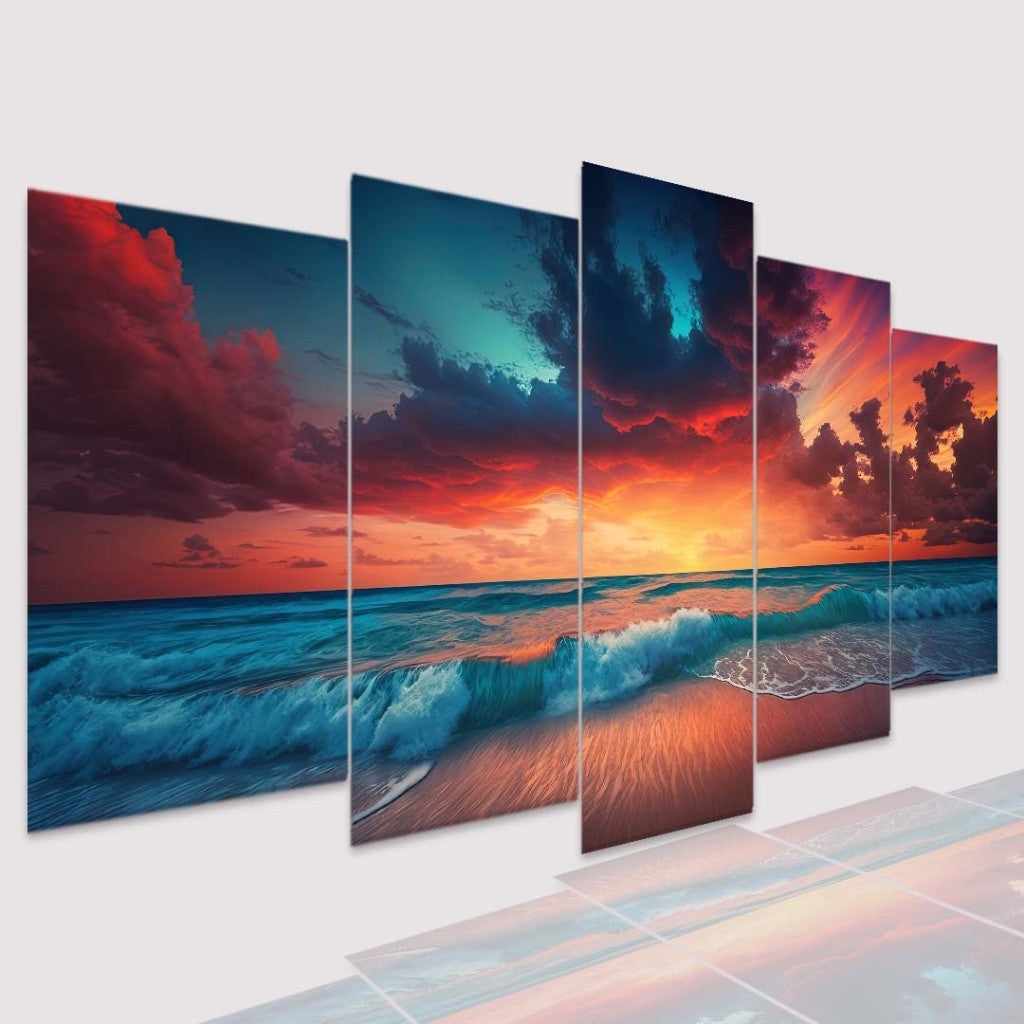 Quadro Decorativo Mosaico Ondas e Nuvens - Quadros Decorativos para Sala | Display de Festa Infantil