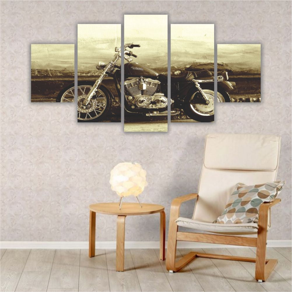 Quadro Decorativo Moto Preta Retro Sépia - Quadros Decorativos para Sala | Display de Festa Infantil