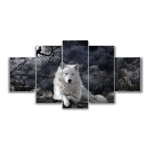 Quadros Decorativos Mosaico Lobo Branco 115x60 - Quadros Decorativos para Sala | Display de Festa Infantil