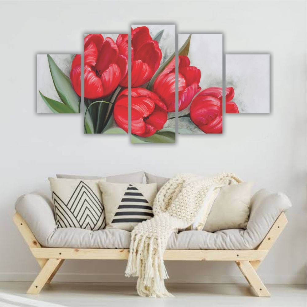 Quadro decoratico Flores Buque de Tulipas Vermelhas - Quadros Decorativos para Sala | Display de Festa Infantil