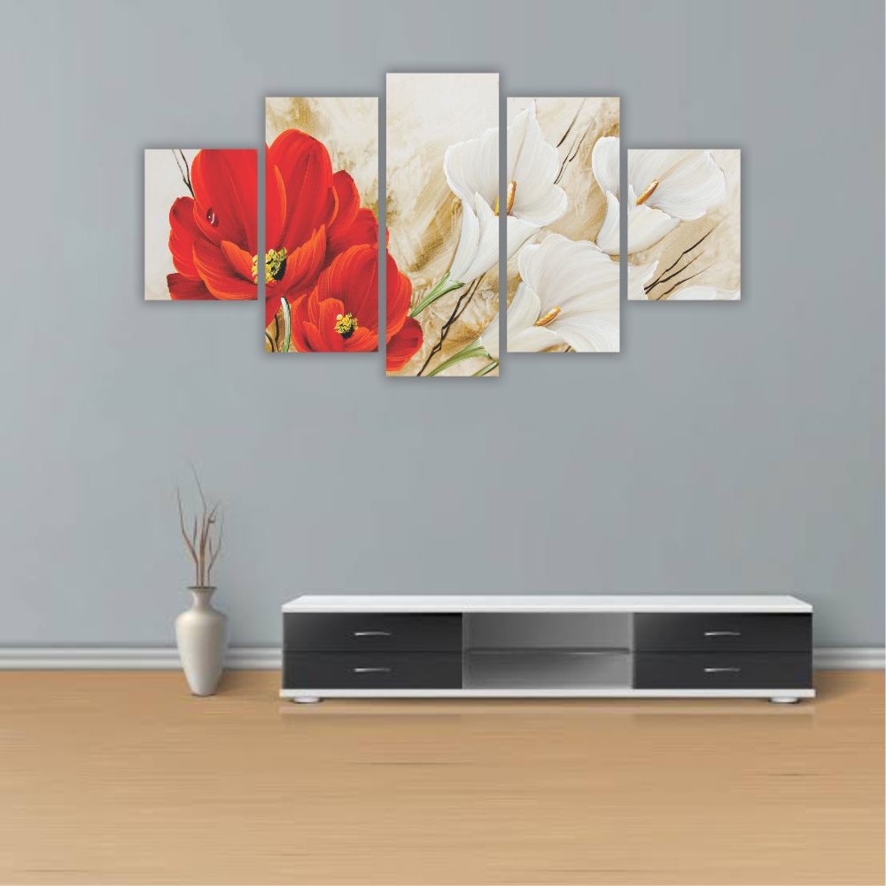 Quadro decorativo Floral Copo de Leite + Flor Vemelha - Quadros Decorativos para Sala | Display de Festa Infantil