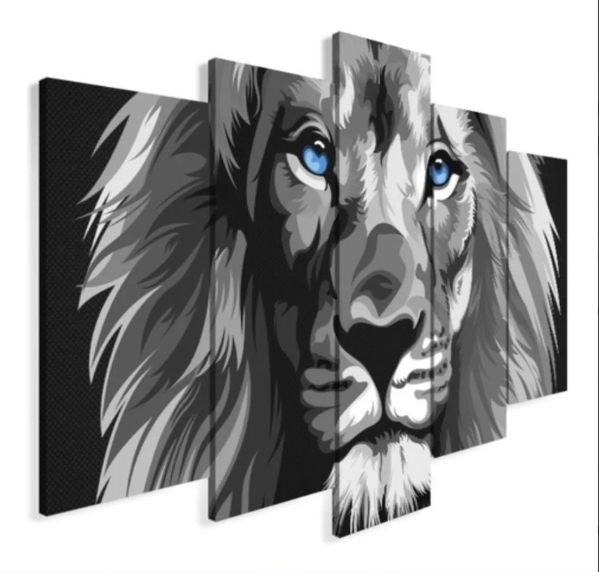 Quadros Decorativos Sala Leão De Judá CINZA - Olho Azul - Quadros Decorativos para Sala | Display de Festa Infantil