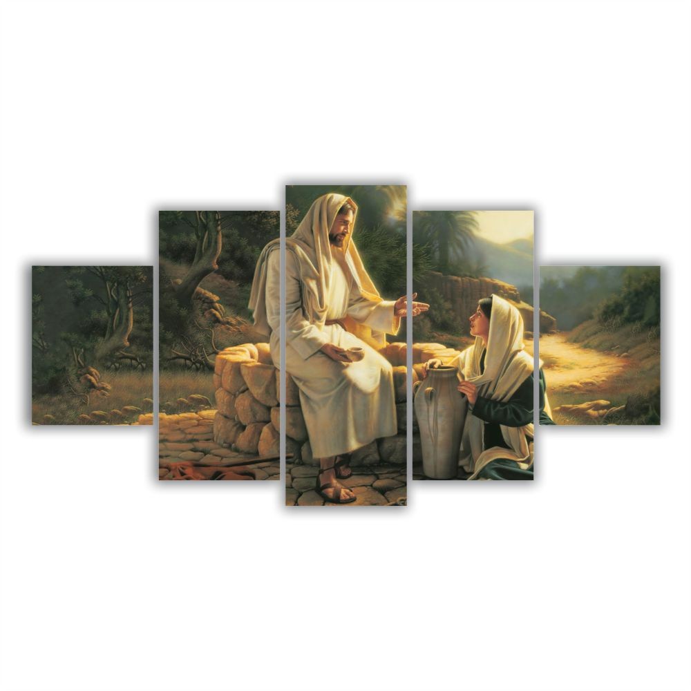 Quadro decorativo Encontro de Jesus Cristo e a Samaritana à beira do poço - Quadros Decorativos para Sala | Display de Festa Infantil