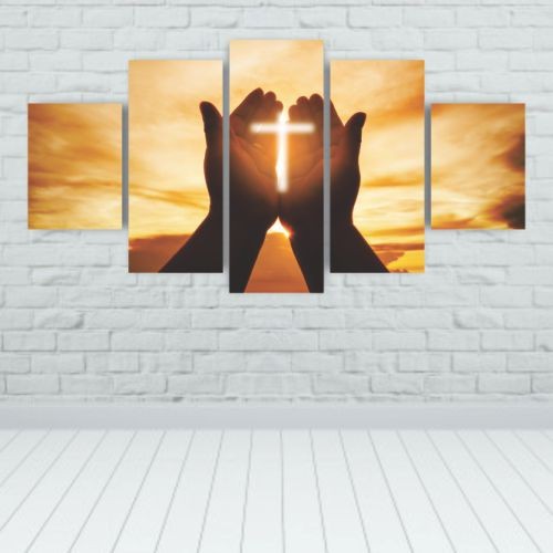 Quadros Decorativos Religioso Mãos ao Senhor Por do Sol Sala Quarto - Quadros Decorativos para Sala | Display de Festa Infantil