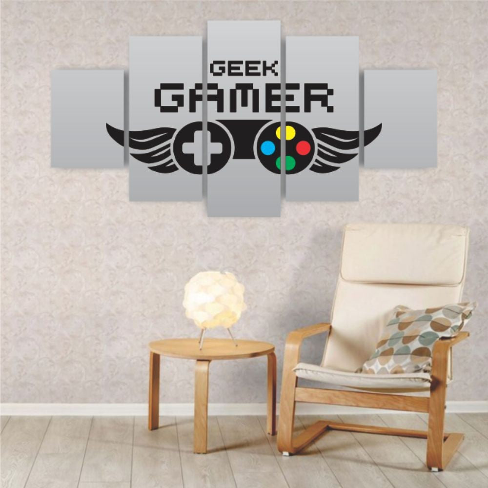 Quadros Decorativos MDF Gamer Geek Controle Cinza Sala Quarto - Quadros Decorativos para Sala | Display de Festa Infantil