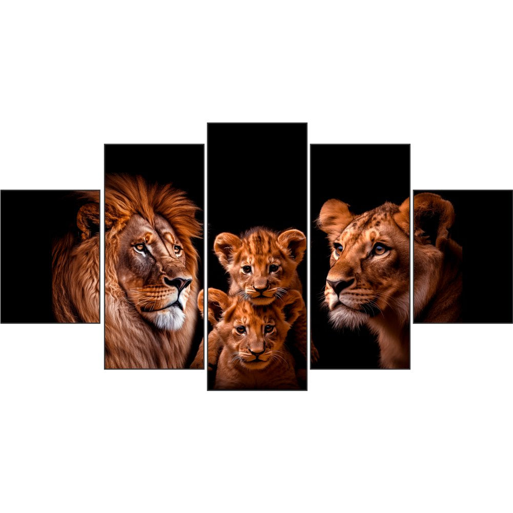 Quadros Decorativos Leão 2 Filhotes na Vertical - Quadros Decorativos para Sala | Display de Festa Infantil