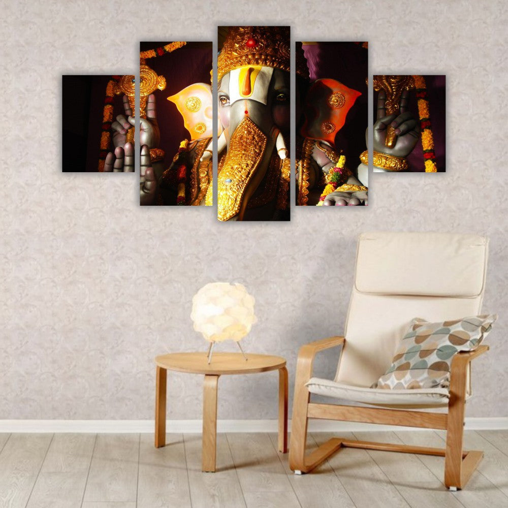 Quadros Decorativos Mosaico Mdf Lord Ganesha Faces Sala Quarto 115x60cm - Quadros Decorativos para Sala | Display de Festa Infantil