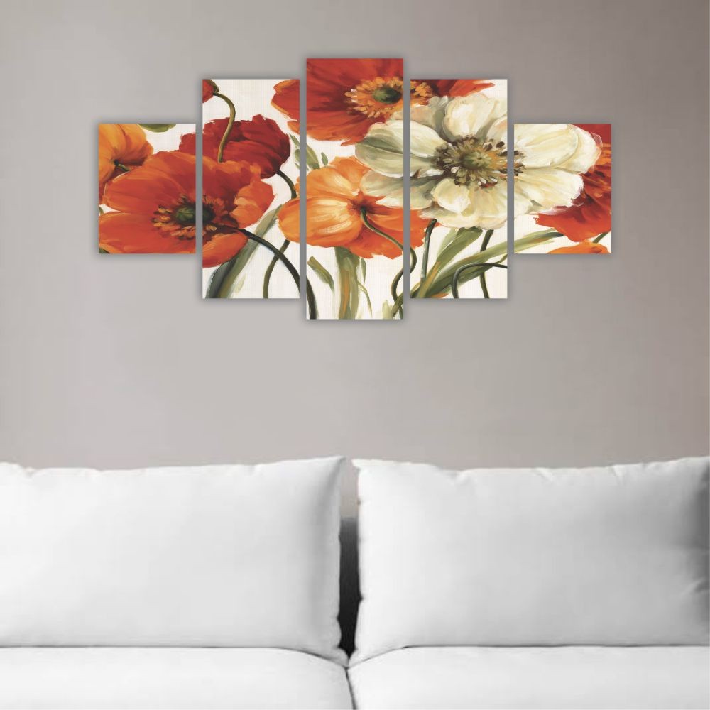 Quadro decorativo Floral Flores de Outono Laranja - Quadros Decorativos para Sala | Display de Festa Infantil