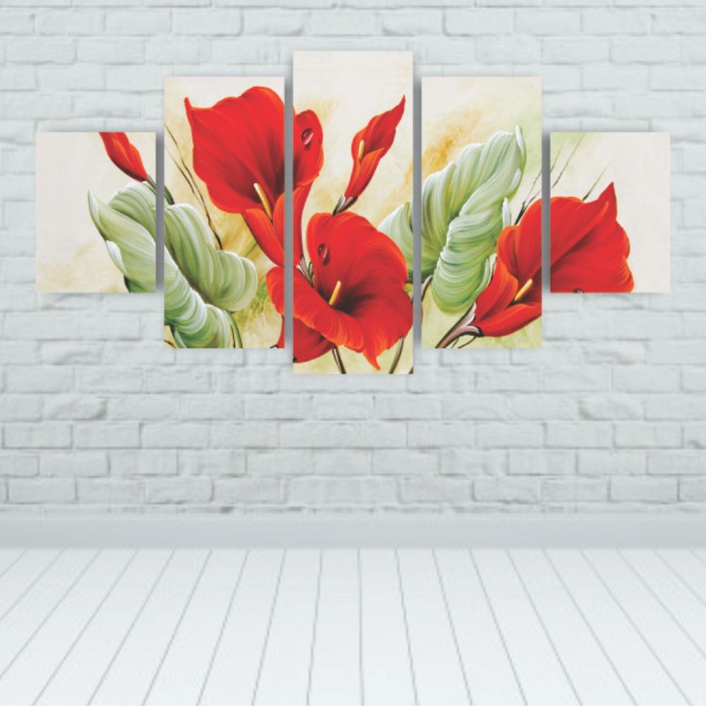 Quadro Decorativo Flor Copo de Leite Vermelho Floral - Quadros Decorativos para Sala | Display de Festa Infantil