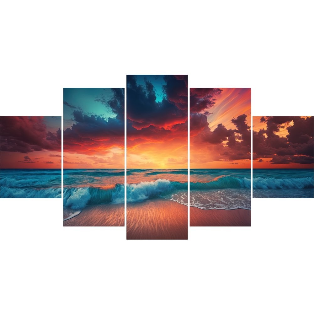 Quadro Decorativo Mosaico Ondas e Nuvens - Quadros Decorativos para Sala | Display de Festa Infantil