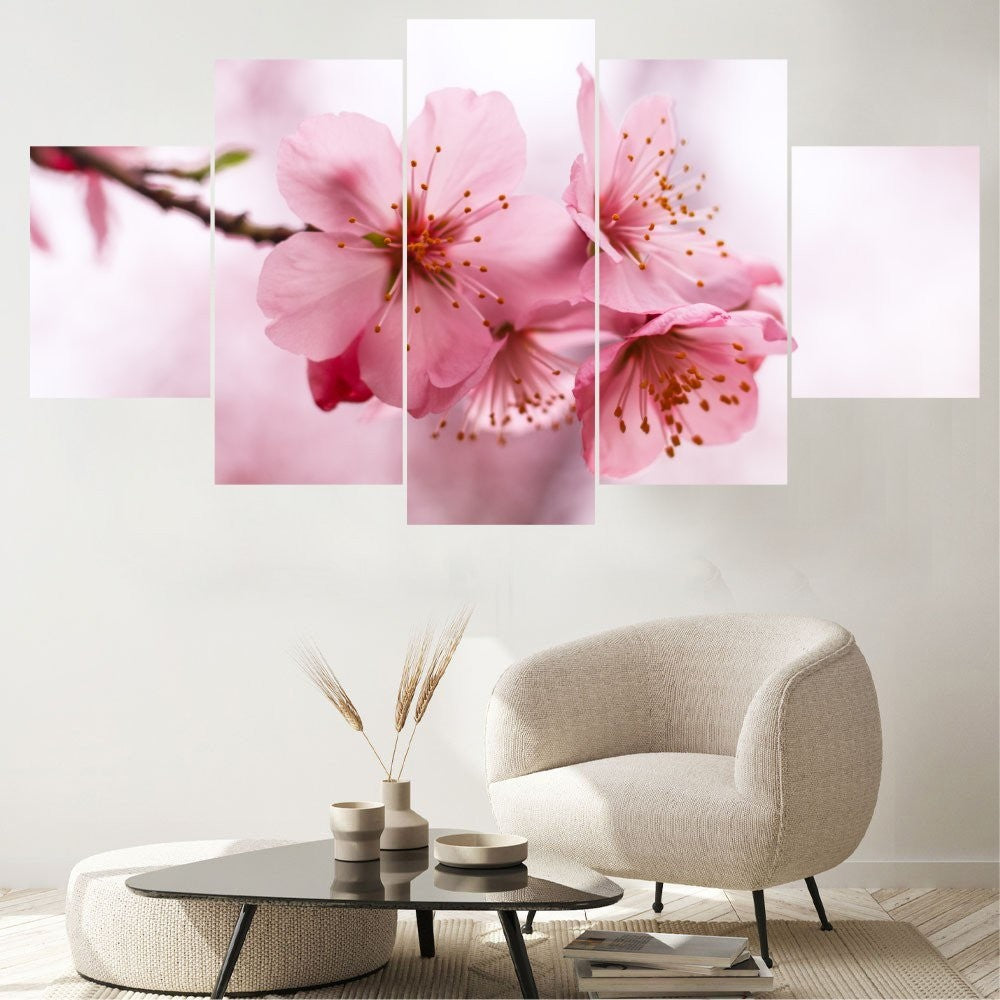 Quadro Decorativo Mosaico Flor Ramo Cor-de-Rosa - Quadros Decorativos para Sala | Display de Festa Infantil