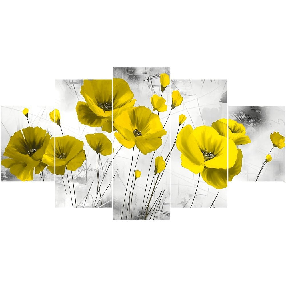 Quadro Decorativo Mosaico Papoula Amarela - Quadros Decorativos para Sala | Display de Festa Infantil