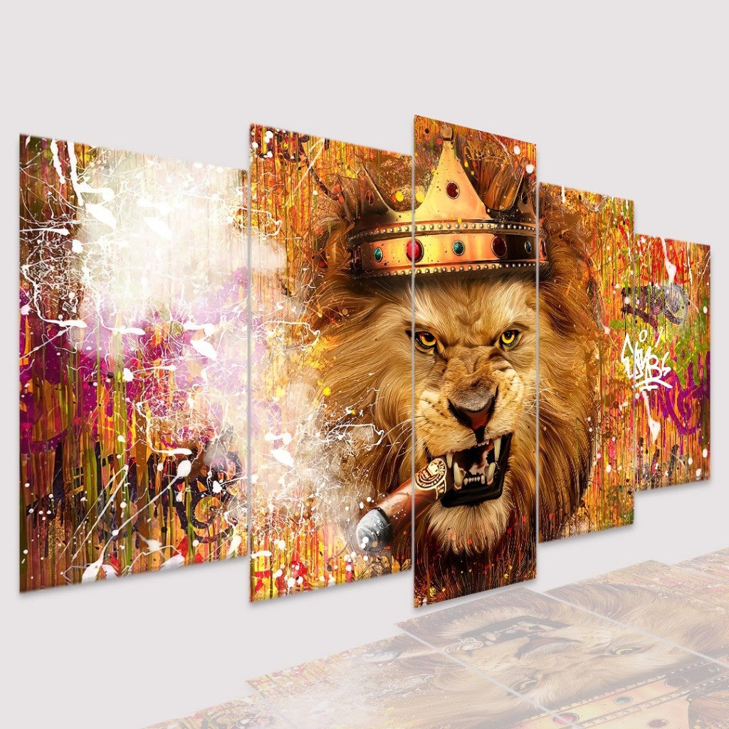 Quadro Decorativo Mosaico Leão Charuto - Quadros Decorativos para Sala | Display de Festa Infantil