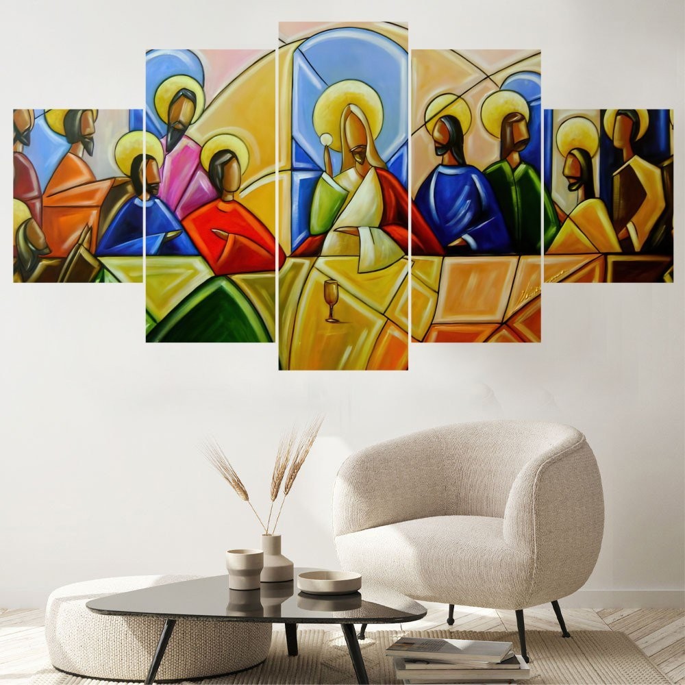 Quadro Decorativo Mosaico Santa Ceia Abstrata - Quadros Decorativos para Sala | Display de Festa Infantil