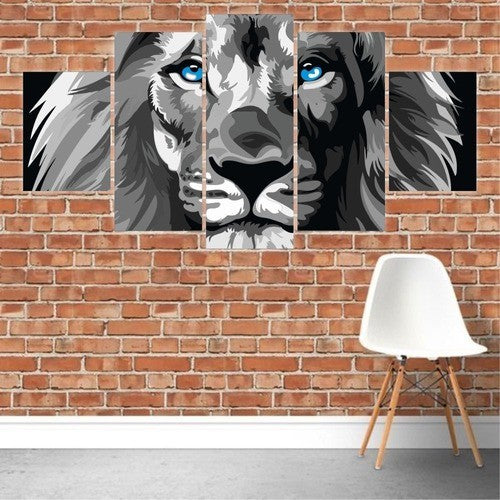 Quadros Decorativos Sala Leão De Judá Cinza - Olho Azul - Quadros Decorativos para Sala | Display de Festa Infantil