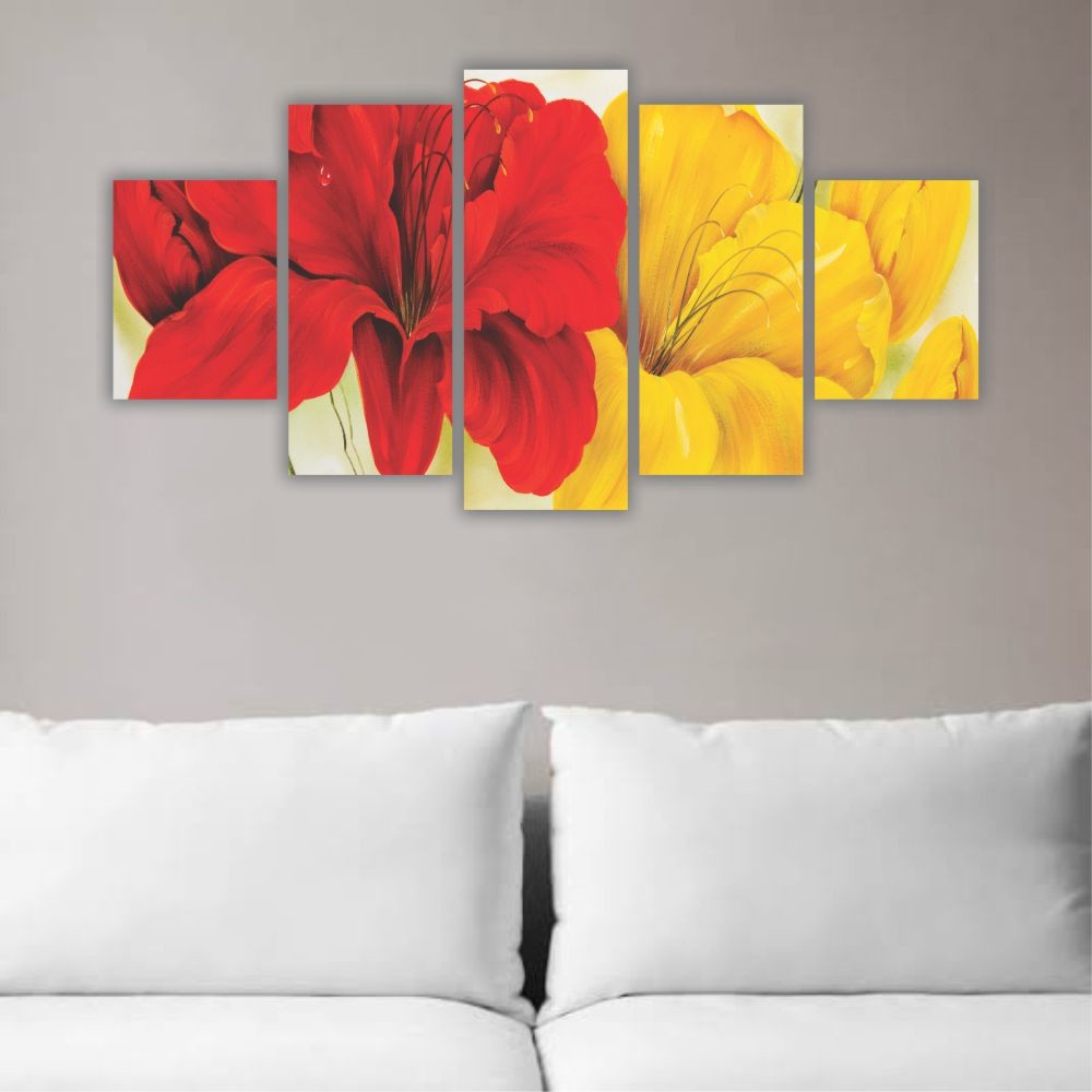 Quadro decorativo Flores Vermelhas e Amarelas 2 - Quadros Decorativos para Sala | Display de Festa Infantil