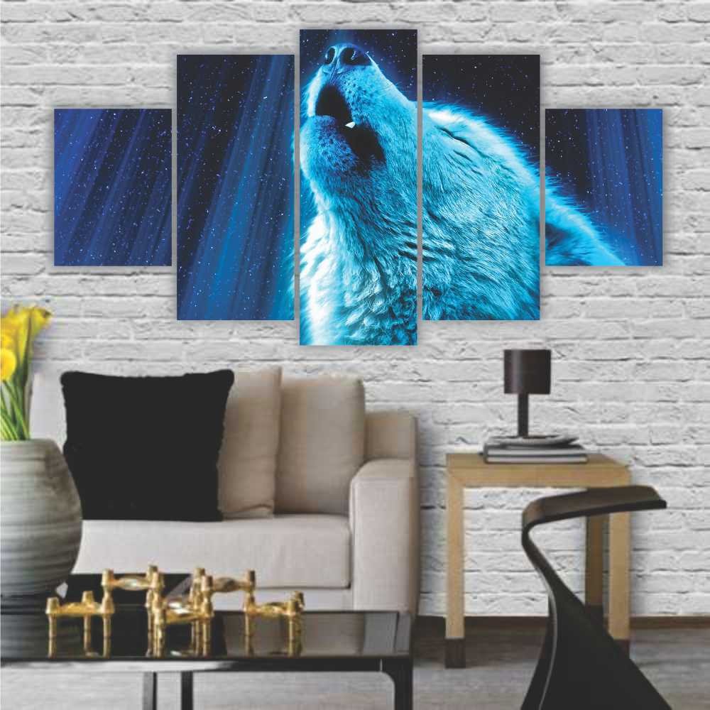 Quadro decorativo Lobo no Universo - Quadros Decorativos para Sala | Display de Festa Infantil