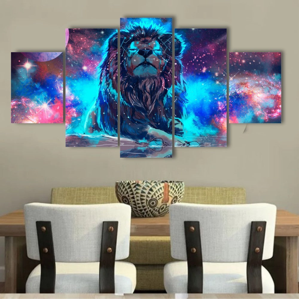 Quadro Decorativo 115x60cm Sala Quarto Leão No Universo - Quadros Decorativos para Sala | Display de Festa Infantil