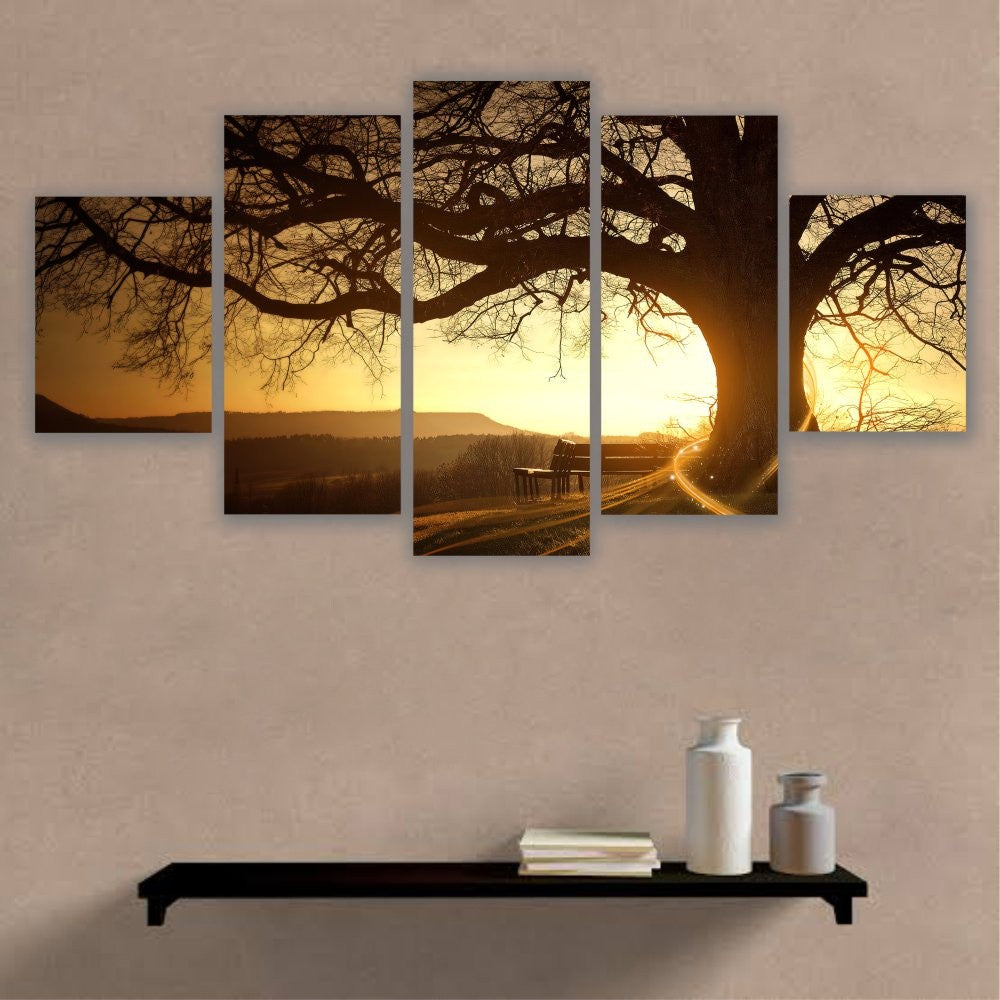 Quadros Decorativos Sala Árvore Da Vida Entardecer Sol - Quadros Decorativos para Sala | Display de Festa Infantil