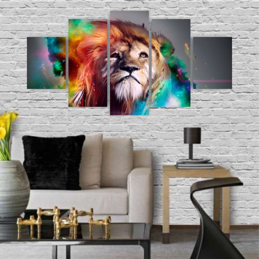 Quadros Decorativos MDF Leão de Judá em Chamas Colorido Sala Quarto - Quadros Decorativos para Sala | Display de Festa Infantil
