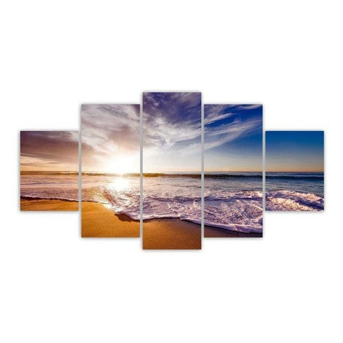 Quadros Decorativos Mosaico Mdf Pôr Do Sol Praia Azul 115x60m - Quadros Decorativos para Sala | Display de Festa Infantil