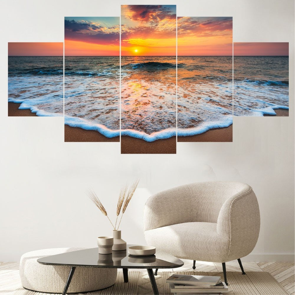 Quadro Decorativo Mosaico Sol se Pondo em alto Mar - Quadros Decorativos para Sala | Display de Festa Infantil