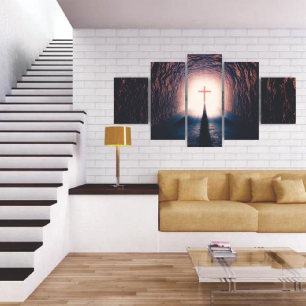 Quadros Decorativos Religioso Caminho da Salvação Cruz Sala Quarto - Quadros Decorativos para Sala | Display de Festa Infantil