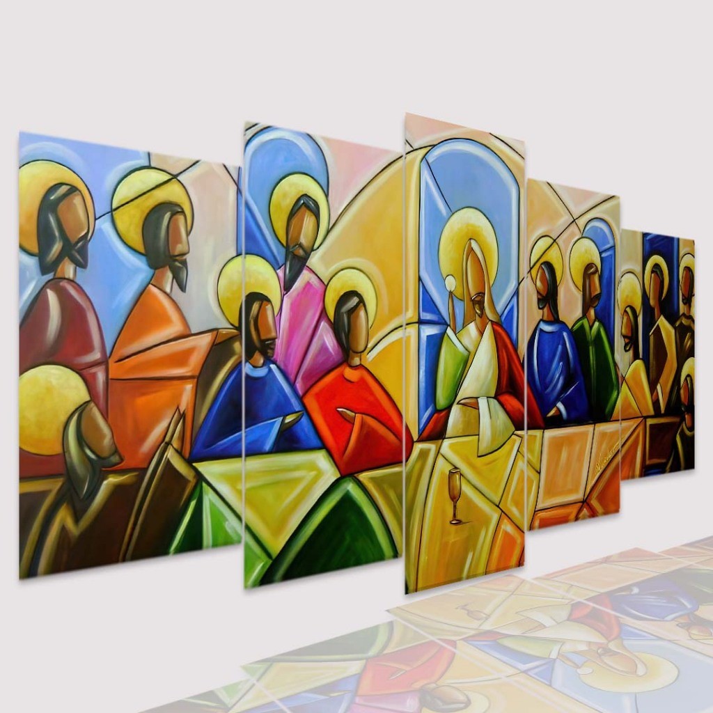 Quadro Decorativo Mosaico Santa Ceia Abstrata - Quadros Decorativos para Sala | Display de Festa Infantil