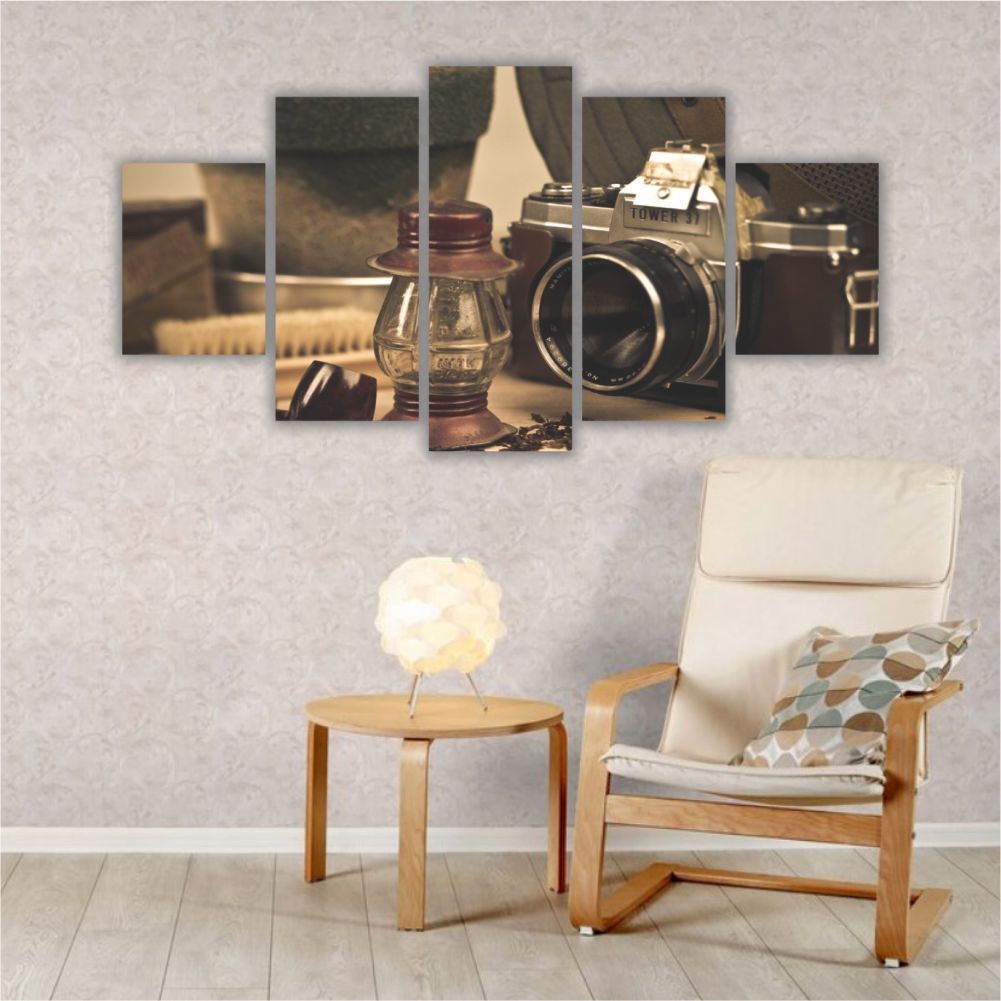 Quadro decorativo Foto Vintage Câmera Antiga - Quadros Decorativos para Sala | Display de Festa Infantil