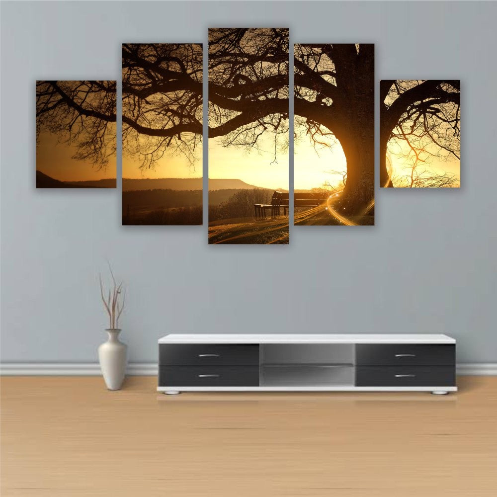 Quadros Decorativos Sala Árvore Da Vida Entardecer Sol - Quadros Decorativos para Sala | Display de Festa Infantil